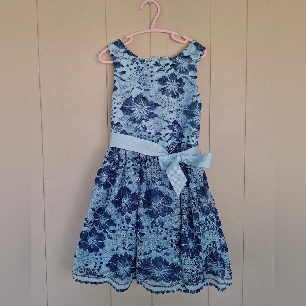 Children's Place Blue Lace Layered Sleeveless Dress Size 6x/7